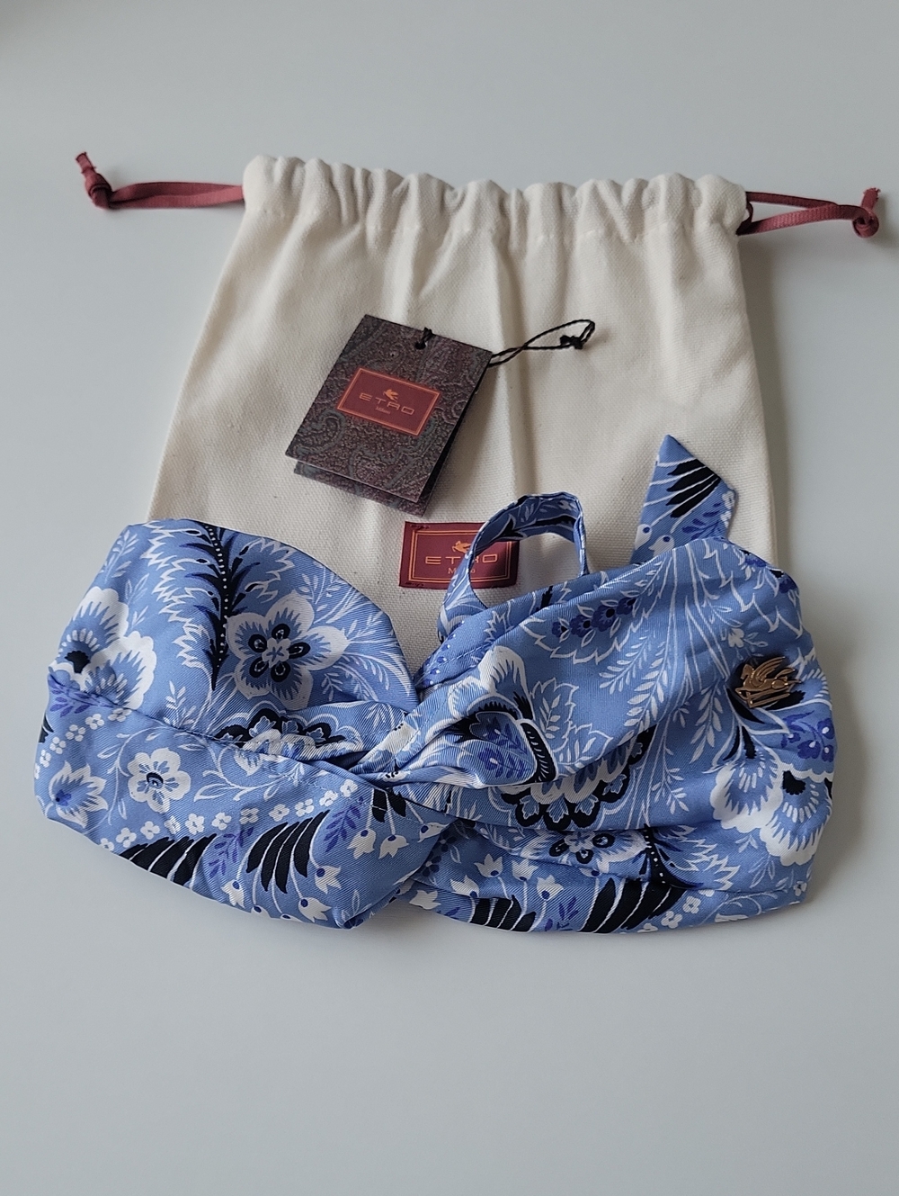 Etro Blue Floral Silk Headband